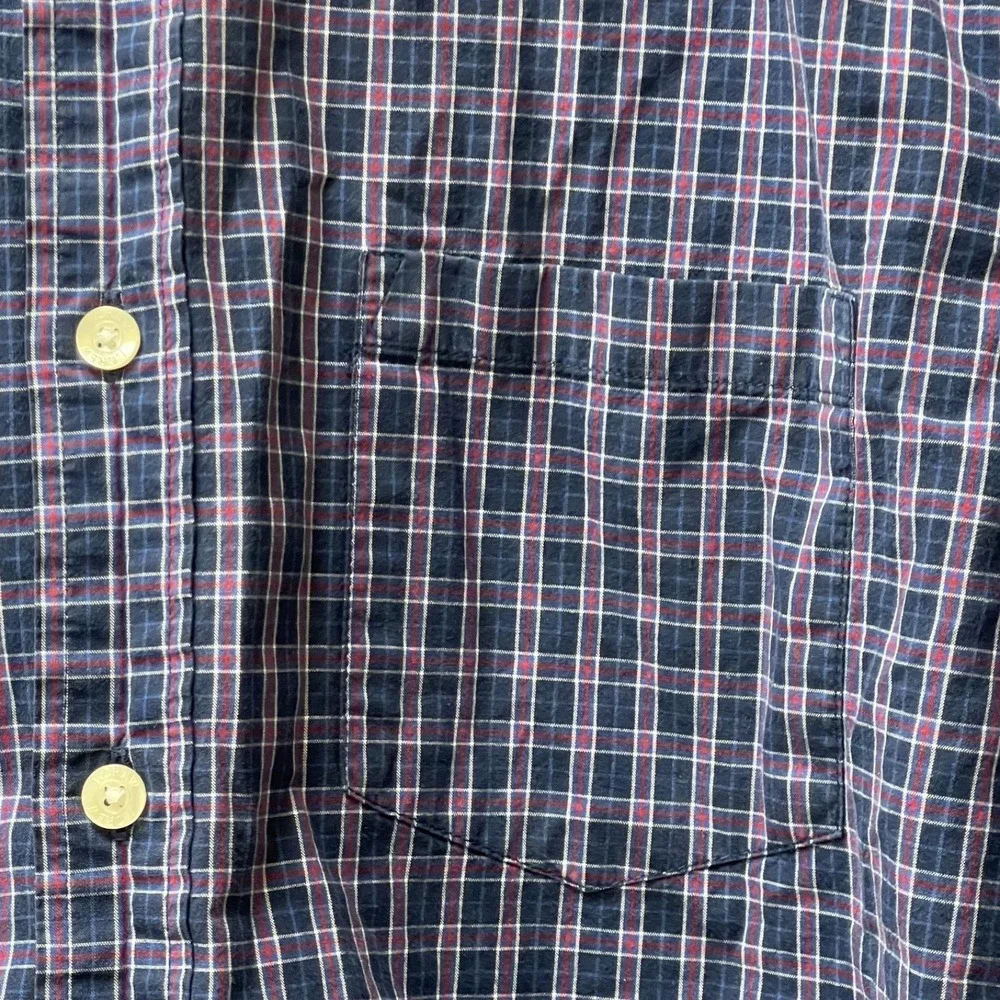 J.Crew‎ Men's Medium Windowpane Plaid Button Down Shirt Preppy Cotton Blue & Red